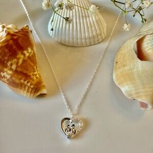 Sterling Silver Heart Necklace with Bird Design Pendant Perfect Gift